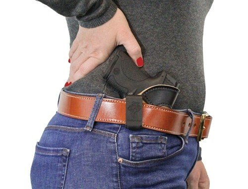 DESANTIS POCKET TUK HOLSTR RH - IWB/POCKET LTHER J FRAME SUEDE