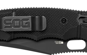 SOG KNIFE SEAL XR BLACK CRKTE - 3.9" PLN EDGE FLDR BLACK USA