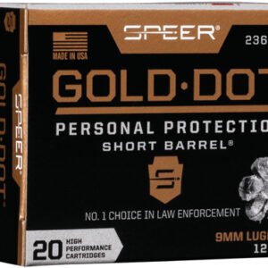 SPEER GOLD DOT SHORT BBL 9MM - LUGER +P 124GR GDHP 20RD 10B/C
