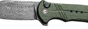 CIVIVI KNIFE COGENT 3.47" - GREEN MICARTA/DAMASCUS BTTNLK