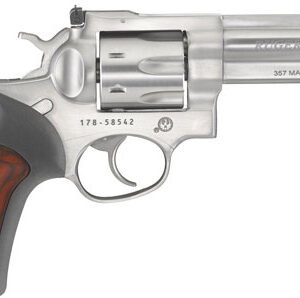RUGER GP100 357MAG 4.20" ADJ. - SS RUBBER W/HARDWOOD 7-SHOT