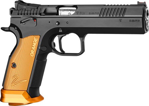 CZ TS2 SA 9MM FS 20-SHOT - BLACK POLYCOAT ORANGE GRIP