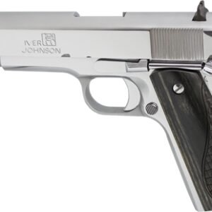 IVER JOHNSON 1911A1 45ACP 5" - FS 8RD CHROME BLACK WOOD GRIP