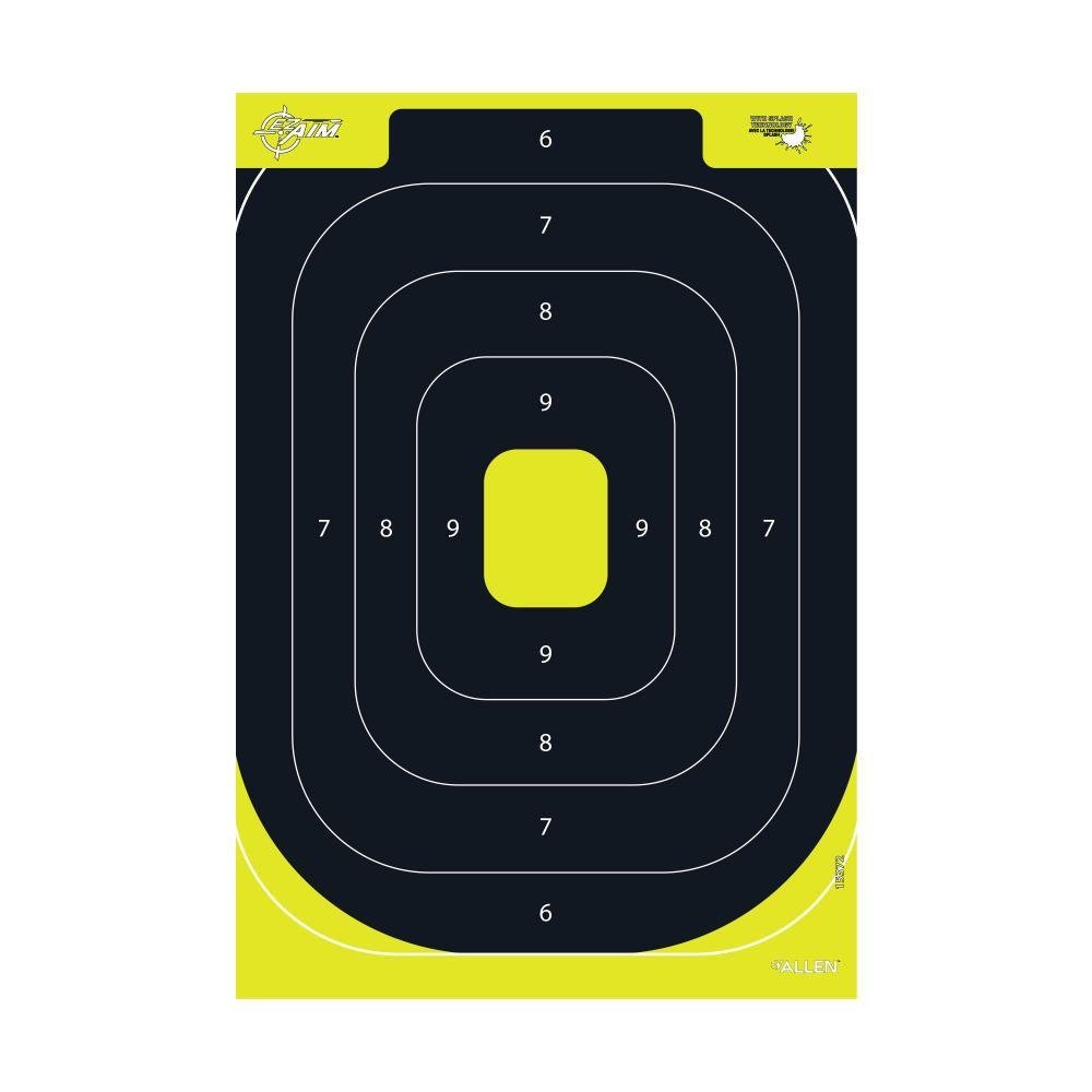 Allen EZ Aim Splash Reactive Paper Target IPSC Silhouette 12.5"x18.25" Yellow and Black 30 per Pad