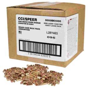 CCI Blazer Brass Handgun Ammunition 9mm Luger 115 gr FMJ 1145 fps 1000/ct Loose Bulk Pack