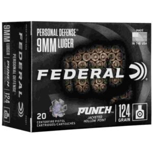 Federal Personal Defense Punch Handgun Ammunition 9mm Luger 124 gr 1150 fps JHP 20/ct