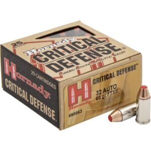 Hornady Critical Defense Handgun Ammunition .32 Auto 60gr FTX 1000 fps 25/ct