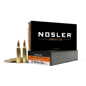 Nosler Ballistic Tip Varmint Rifle Ammunition .22-250 Rem 55gr PT 3550 fps 20/ct