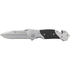 Smith & Wesson 1st Response Drop Point Folding Knife 3 3/10" Blade Black and Silver