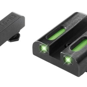 Truglo TFX Tritium/Fiber Optic Day/Night Sights Fits Glock 20 21 25 28 29 30 31 32 37 40 and 41 - White Outline Front/Rear Green