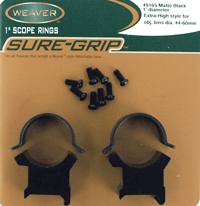 WEAVER RINGS DETACHABLE TOP - MOUNT SURE-GRIP 1" X-HIGH MATT