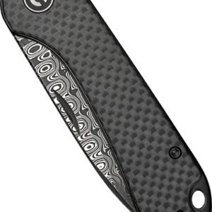 CIVIVI KNIFE ELEMENTUM SLIP - JOINT 2.9" CRBN FBR/DAMASCUS