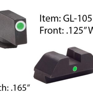 Ameriglo Tritium i-Dot Night Sight Set for Select Glocks - Front Tritium - Green / Front Outline - White / Rear Style - Green Square Notch