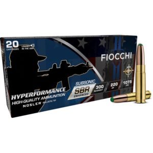 Fiocchi Hyperformance SBR Nosler BT Ammunition .300 Blackout 220gr PT 1075 fps 20/ct