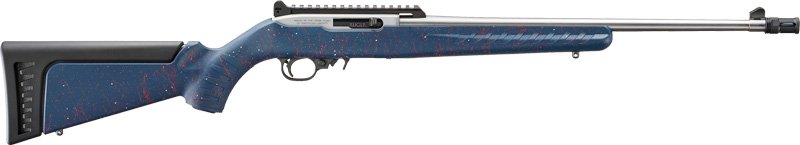 RUGER 10/22 22LR 18.5" SS - BLUE SYK RED&WHITE SPLATTER