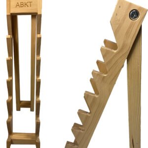 ABKT WOOD KNIFE DISPLAY STAND - HOLDS 6 KNIVES W/ABKT LOGO