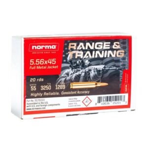 Norma Range & Training Rifle Ammunition 5.56X45 NATO 55gr FMJ 3250 fps 20/rd