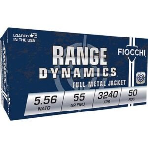 Fiocchi Range Dynamics Rifle Ammunition 5.56X45 NATO 55 gr FMJ 3240 fps 50/ct