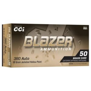 CCI Blazer Brass Handgun Ammunition .380 Auto 98gr JHP 920fps 50/ct
